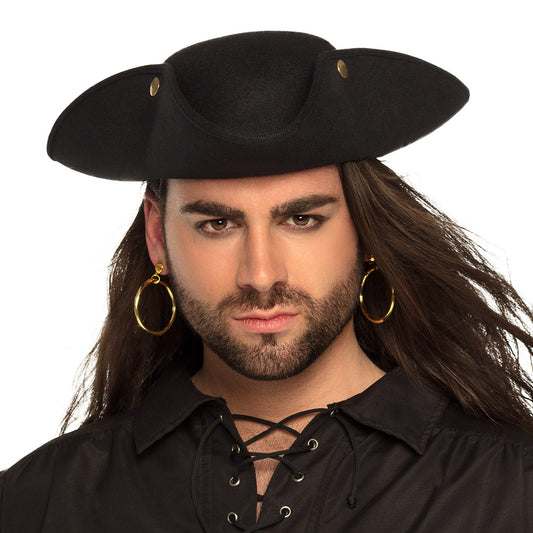 Chapeau Pirate Tricorne Noir - Déguisement Pirate Adulte