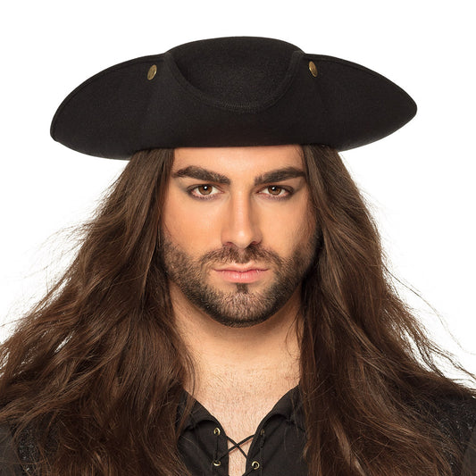 Tricorne Noir Pirate - Chapeau Événement & Déguisement