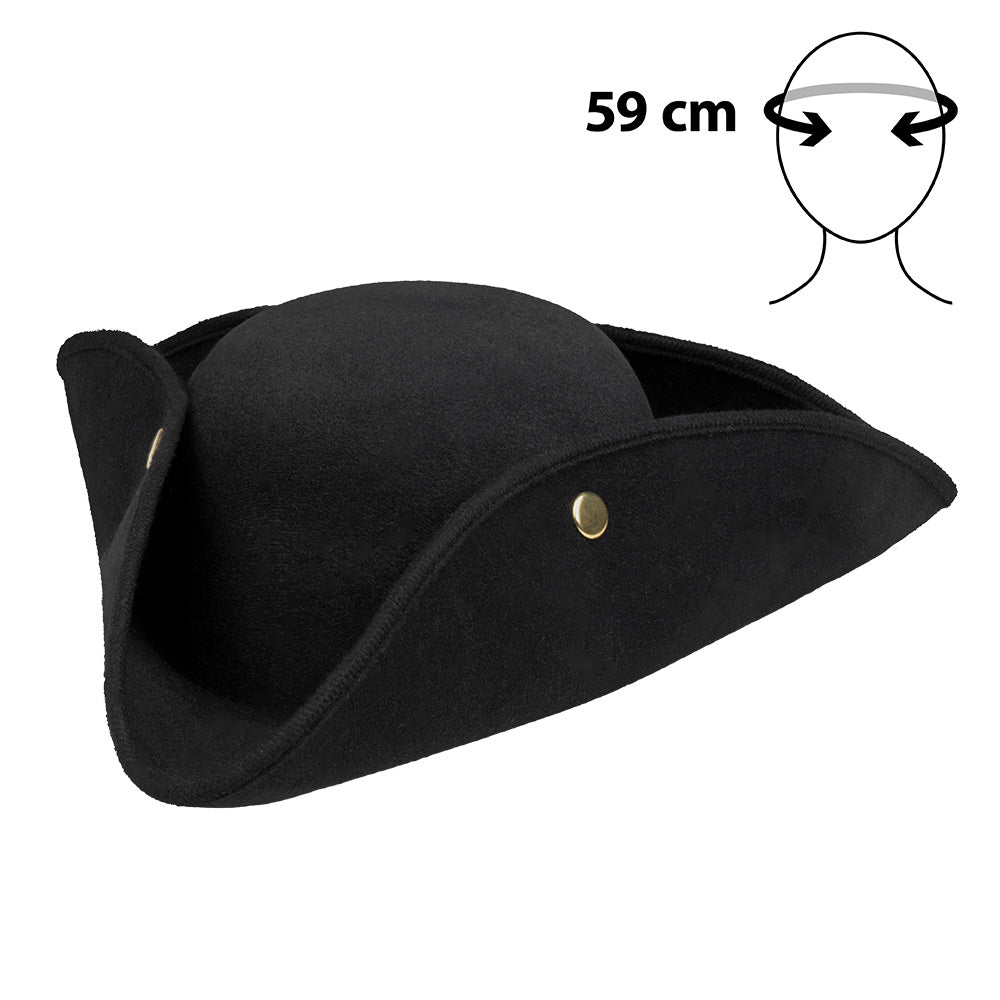Tricorne Noir Pirate - Chapeau Événement & Déguisement