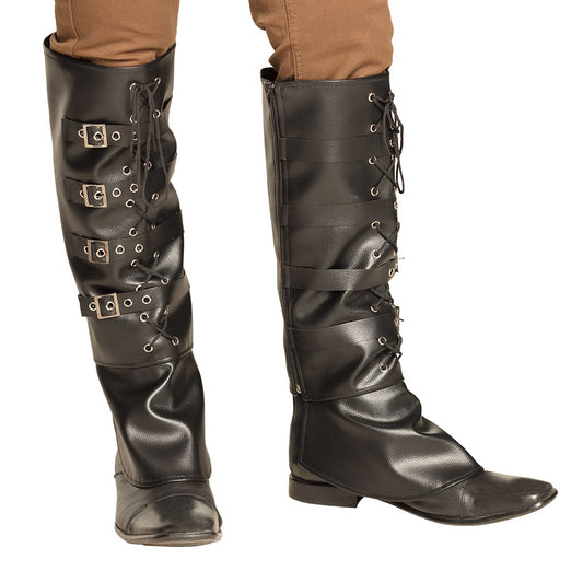 Bottes Pirate Noires avec Boucles et Lacets Médiéval