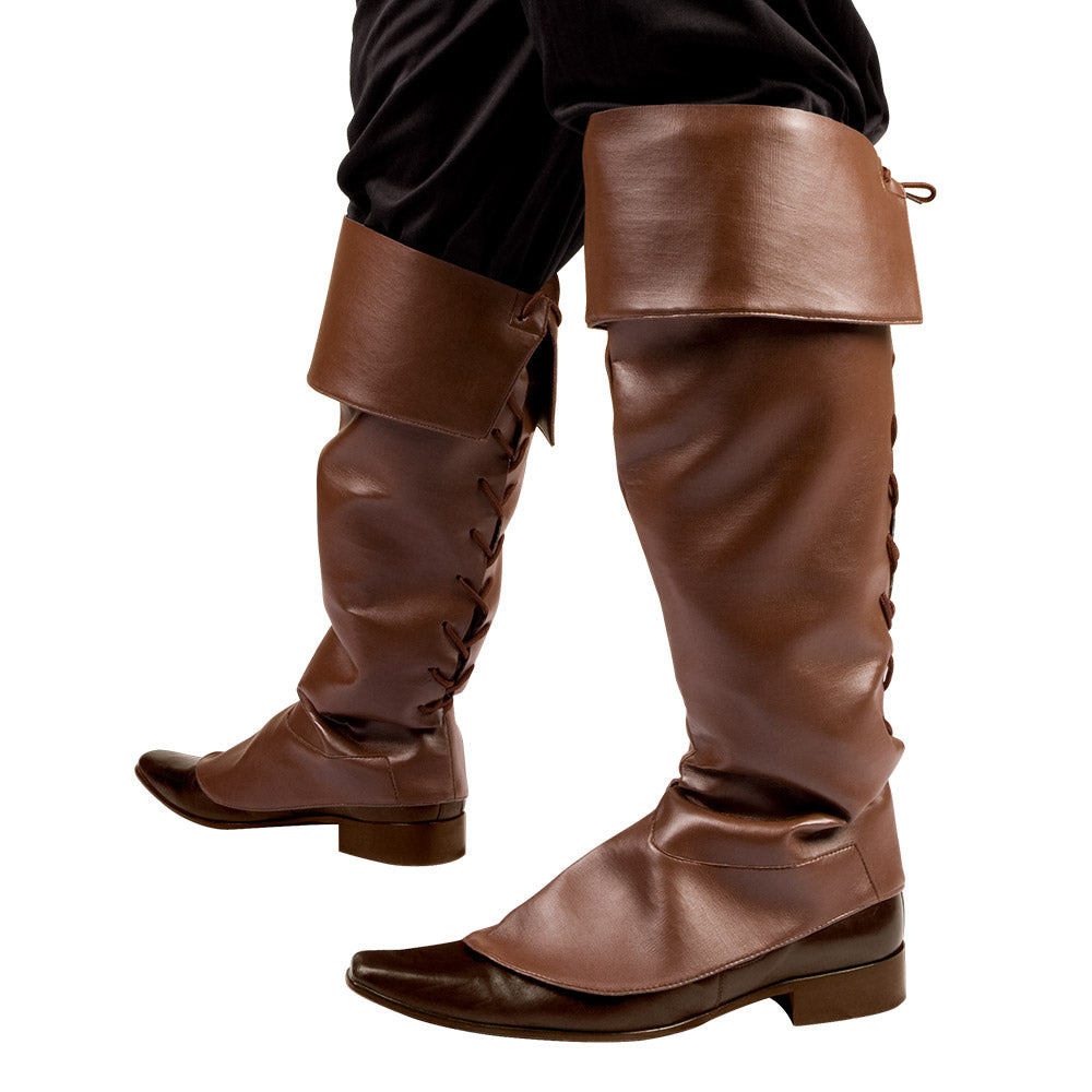Bottes Médiévales Marron Lacées - Déguisement Pirate Chevalier