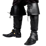 Guêtres Pirate Noir Cuir - Accessoire Déguisement Adulte