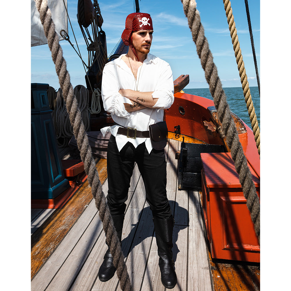 Guêtres Pirate Noir Cuir - Accessoire Déguisement Adulte