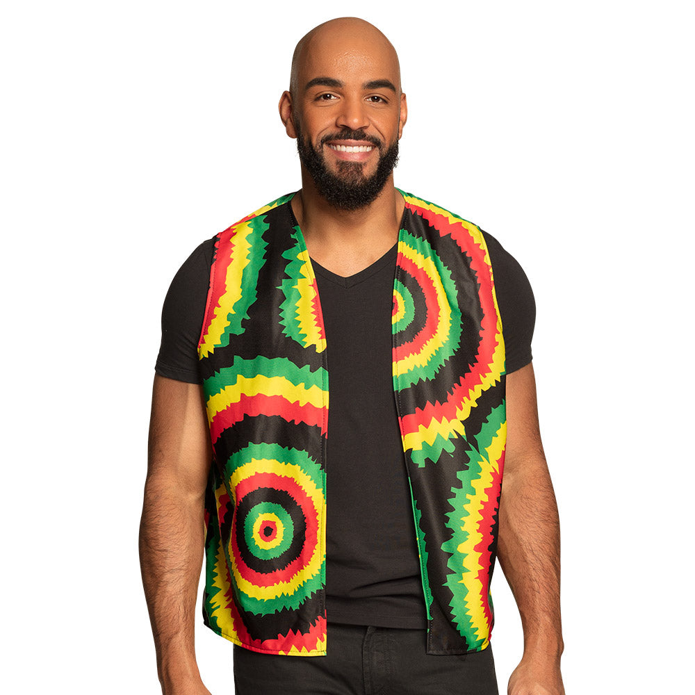 Gilet Rasta Reggae Multicolore - Accessoire Déguisement Années 70