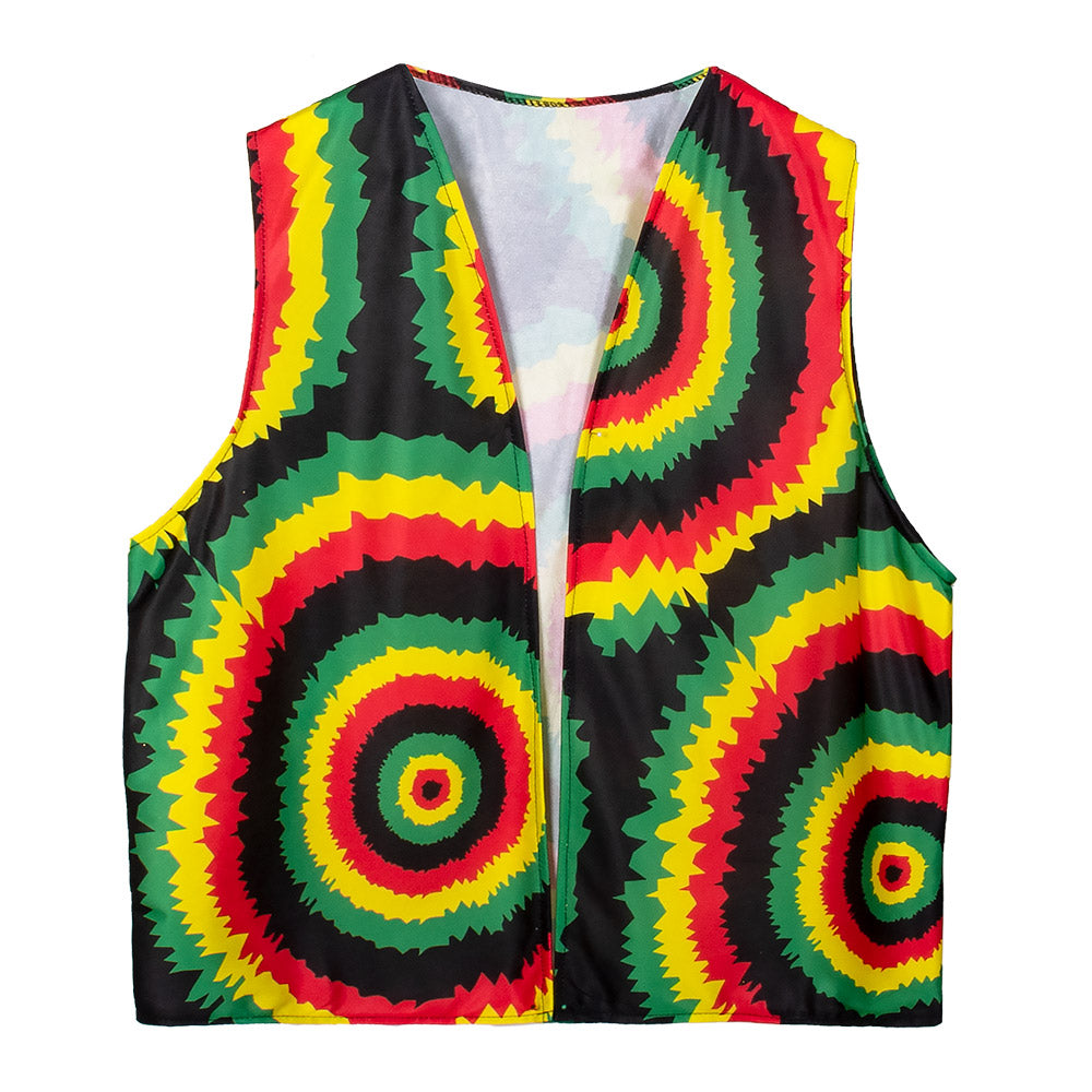 Gilet Rasta Reggae Multicolore - Accessoire Déguisement Années 70
