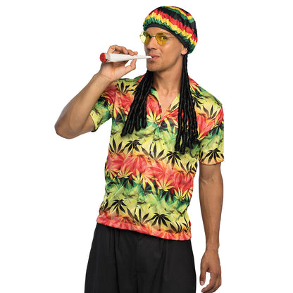 Chemise Hawaiienne Rasta Feuilles Multicolore - Déguisement Adulte