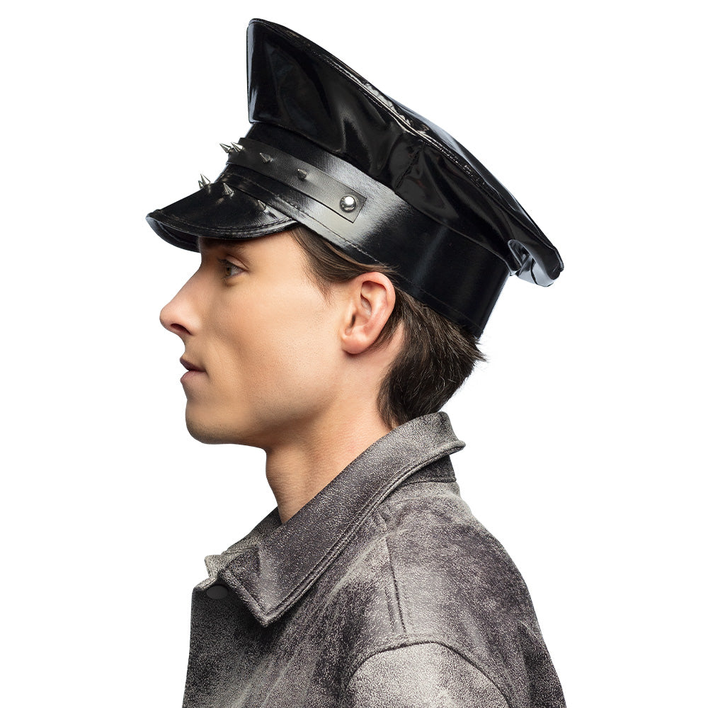 Casquette Cuir Noir Clous Rock & Punk - Accessoire Déguisement