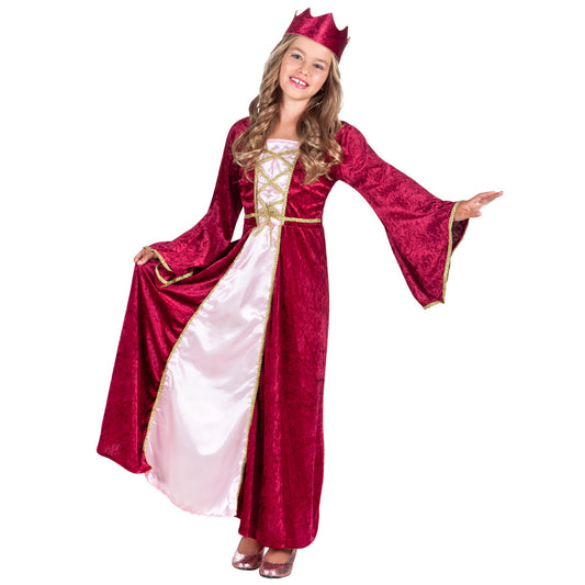 Déguisement Reine Médiévale Luxe Rose et Bordeaux Enfant