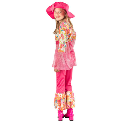 Déguisement Hippie Flower Power Rose Fluo Enfant