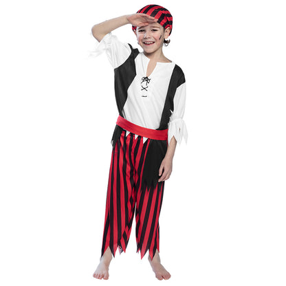 Déguisement Pirate Enfant - Costume Rouge et Noir Complet