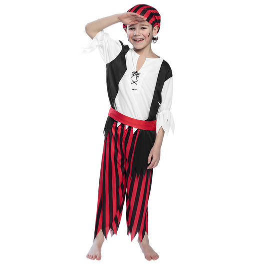 Déguisement Pirate Enfant - Costume Rouge et Noir Complet