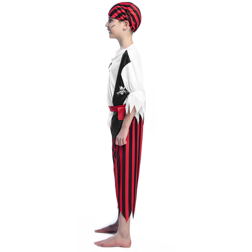 Déguisement Pirate Enfant - Costume Rouge et Noir Complet