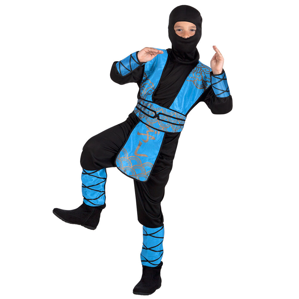 Déguisement Ninja Enfant Bleu et Noir avec Accessoires