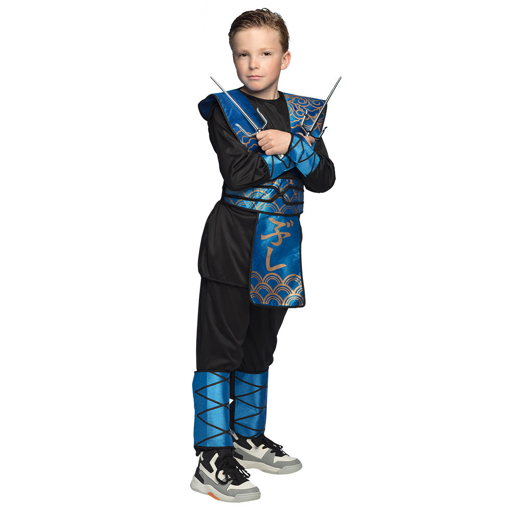 Déguisement Ninja Enfant Bleu et Noir avec Accessoires