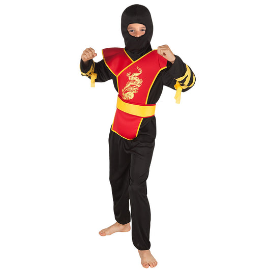 Déguisement Ninja Enfant - Costume Samouraï Noir et Rouge