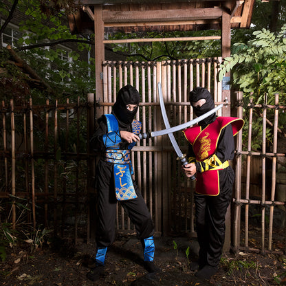 Déguisement Ninja Enfant - Costume Samouraï Noir et Rouge