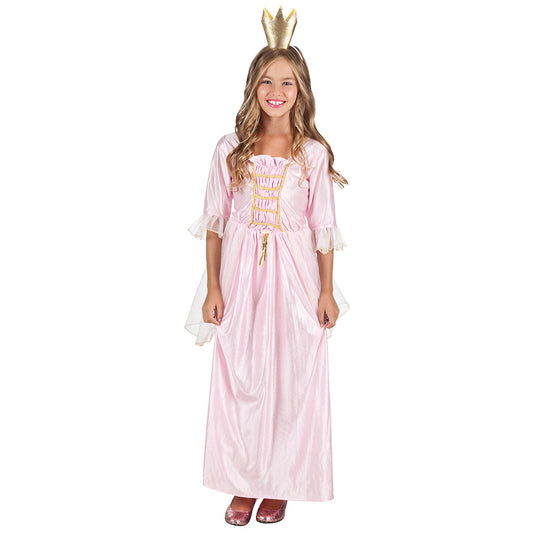 Déguisement Princesse Rose Enfant - Robe Longue & Couronne Dorée
