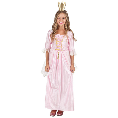 Déguisement Princesse Rose Enfant - Robe Longue avec Couronne