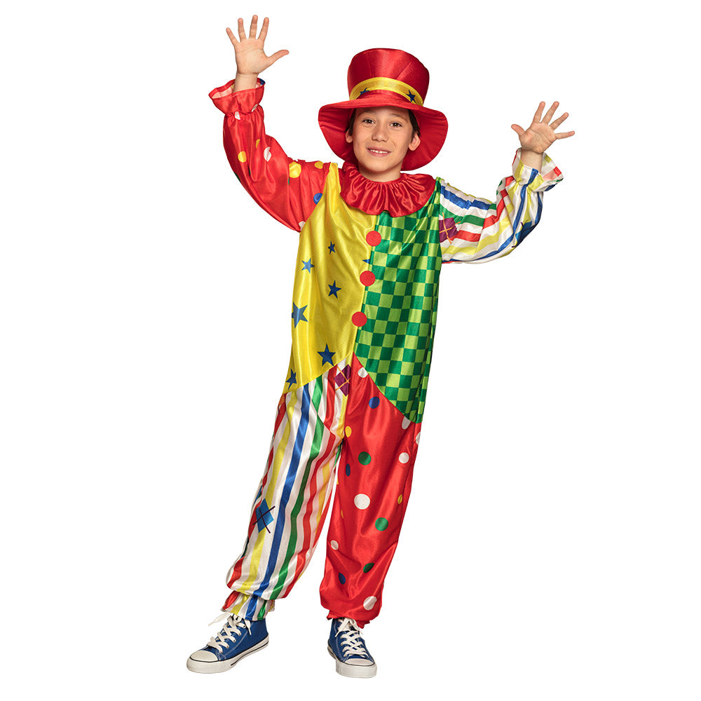 Déguisement Clown Enfant Multicolore - Costume Complet avec Chapeau