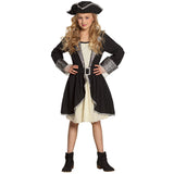Déguisement Pirate Enfant Fille - Costume Noir et Blanc 7-9 ans