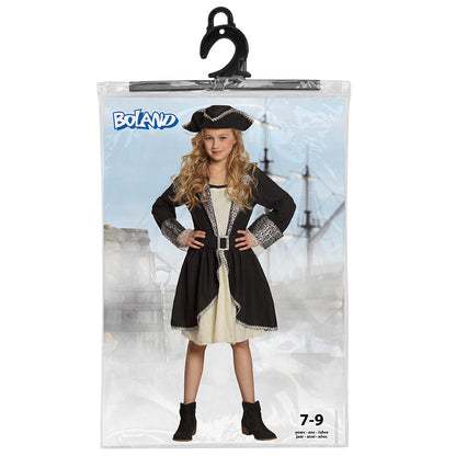 Déguisement Pirate Enfant Fille - Costume Noir et Blanc 7-9 ans