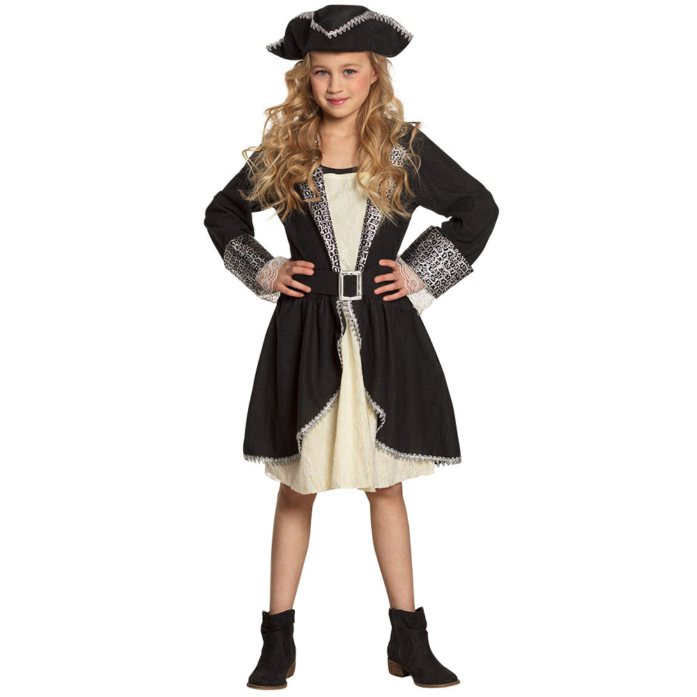 Déguisement Pirate Fille Luxe - Veste Noire et Dentelle