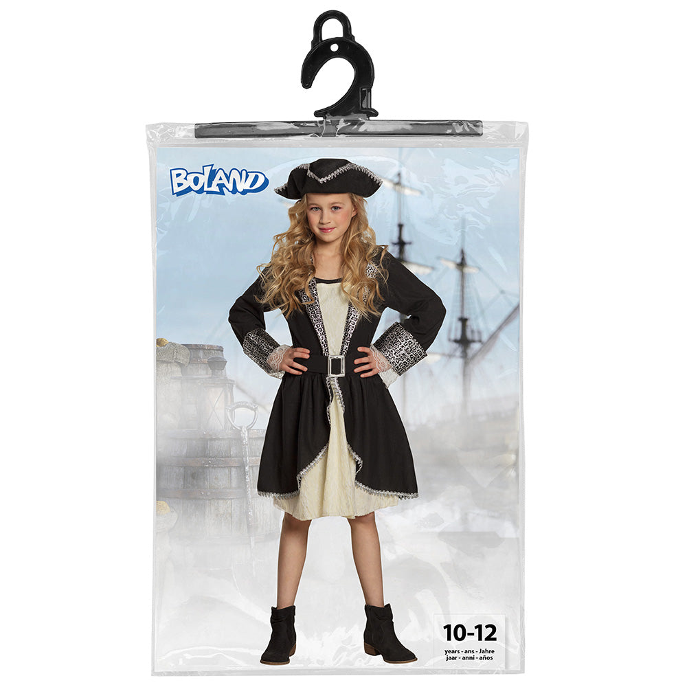 Déguisement Pirate Fille Luxe - Veste Noire et Dentelle