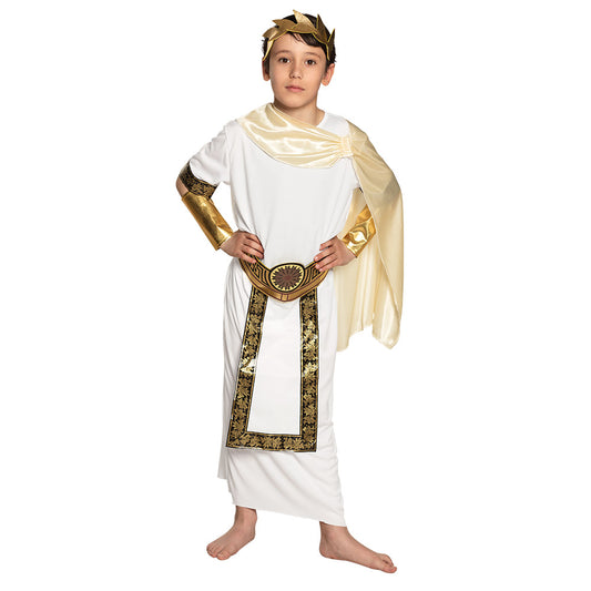 Déguisement Empereur Romain Enfant - Cape Dorée et Couronne