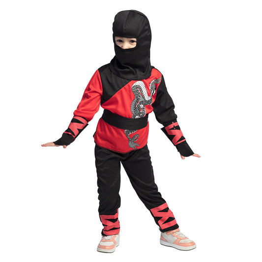 Déguisement Ninja Enfant - Costume Complet Noir et Rouge