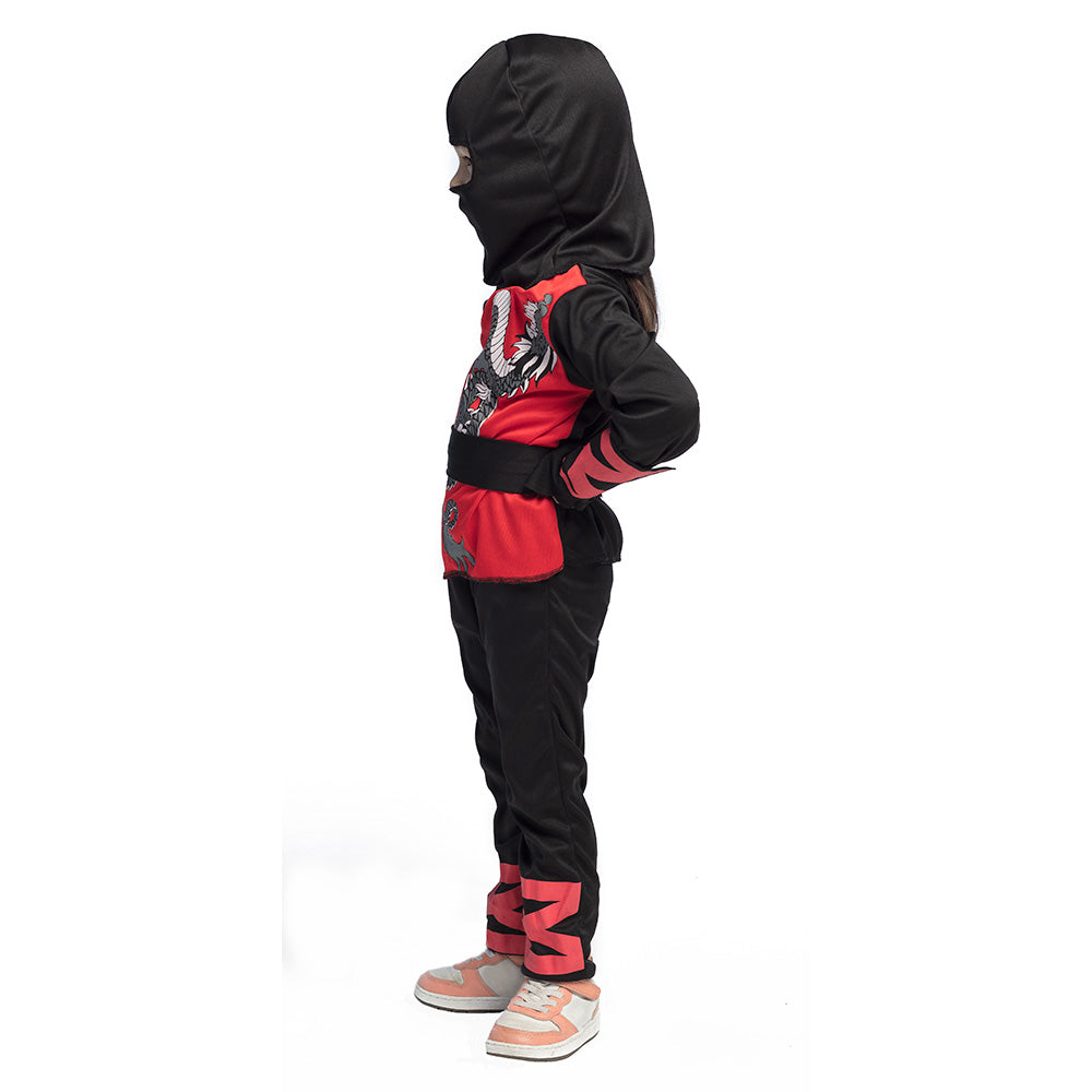 Déguisement Ninja Enfant - Costume Complet Noir et Rouge