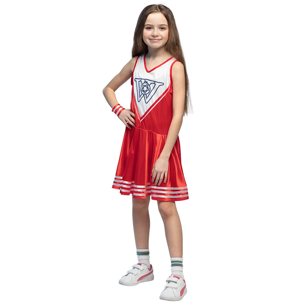 Déguisement Cheerleader Enfant Rouge avec Pompons