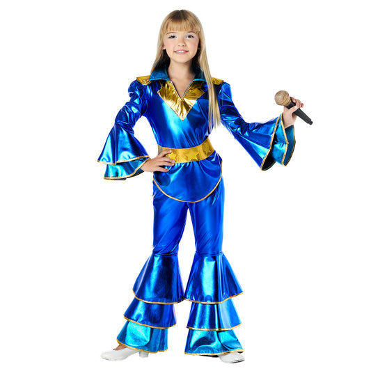 Déguisement Disco Enfant Bleu et Or - Années 70 Paillettes