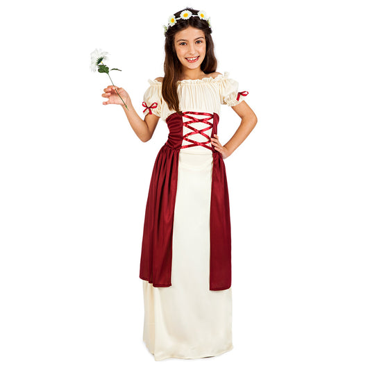 Déguisement Princesse Médiévale Enfant - Robe Rouge et Blanc