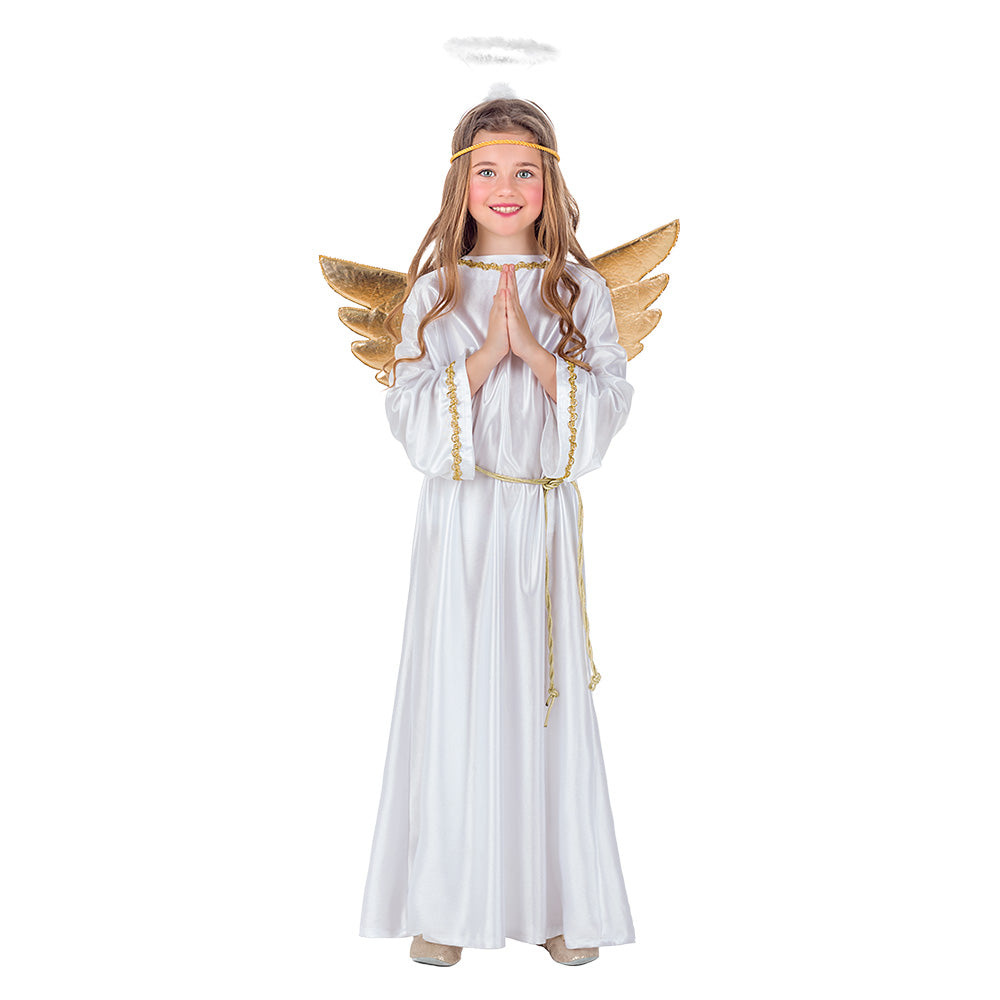 Déguisement Ange Enfant - Ailes Dorées et Robe Blanche