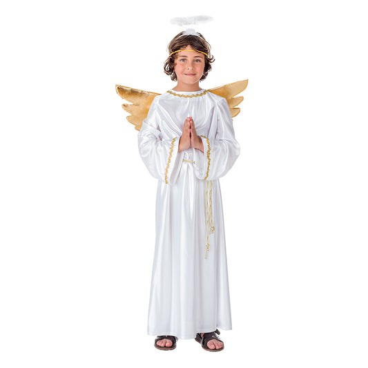 Déguisement Ange Enfant - Robe Blanche et Ailes Dorées