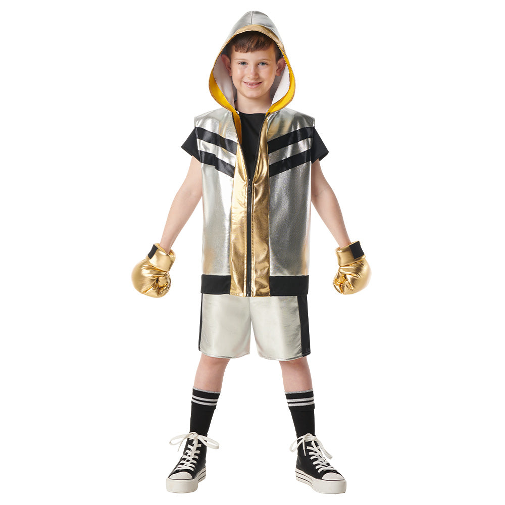 Déguisement Boxeur Enfant - Costume Champion Doré et Argent