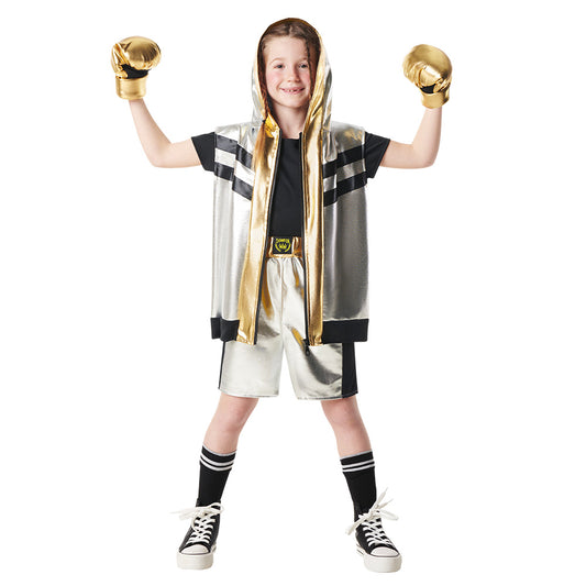 Déguisement Boxeur Enfant - Costume Champion Doré et Argent