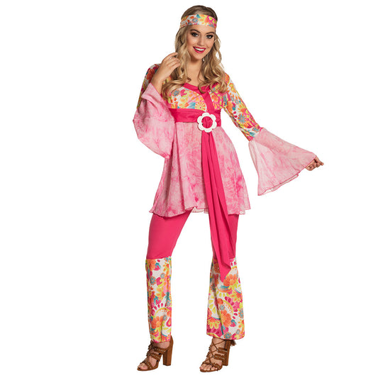 Déguisement Hippie Femme Années 70 Rose Fleur Psychédélique