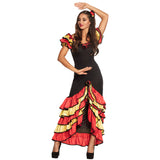 Déguisement Danseuse Flamenco Sexy - Robe Volants Rouge et Or