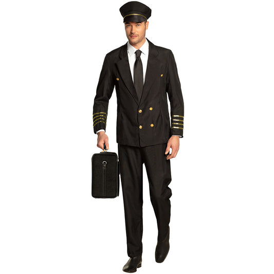 Déguisement Pilote Aviateur Luxe Noir et Or Homme