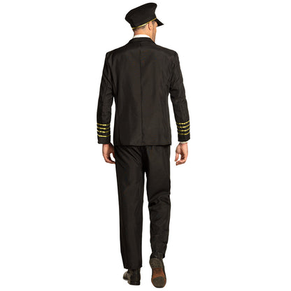 Déguisement Pilote Aviateur Luxe Noir et Or Homme