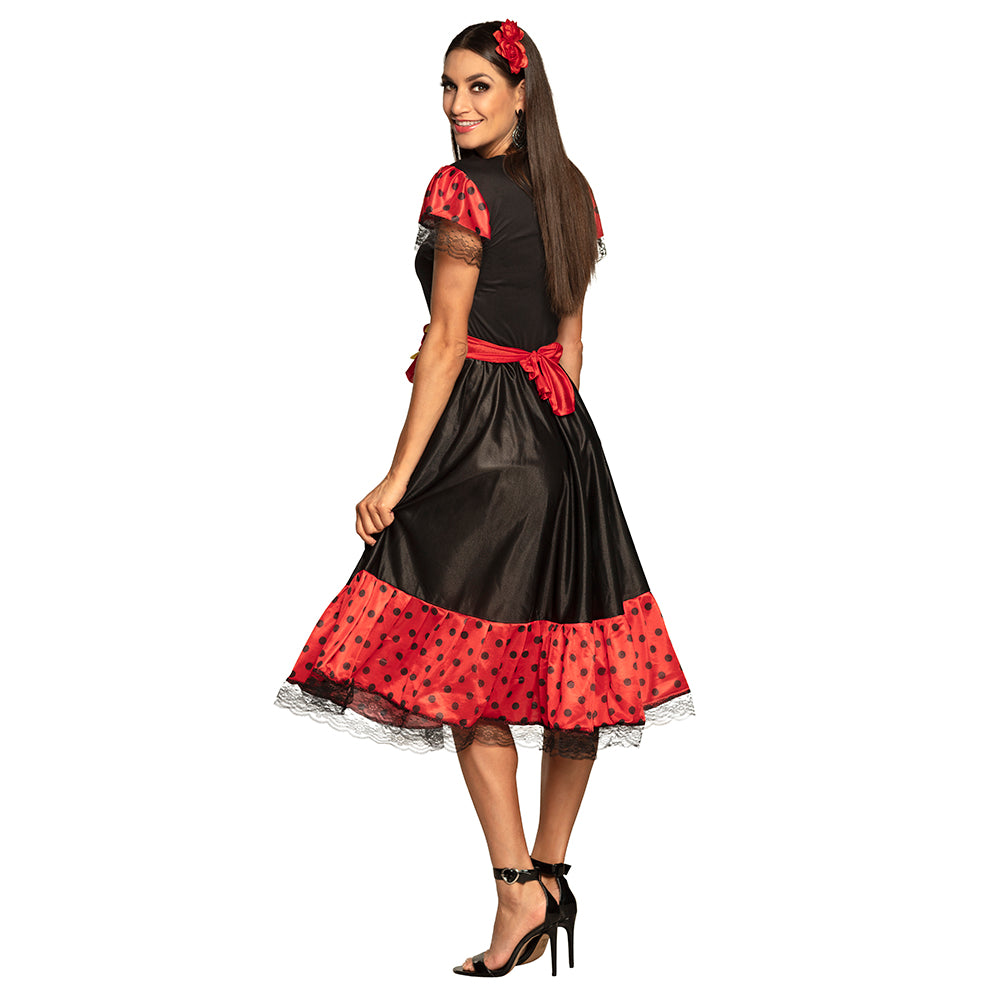 Déguisement Flamenco Espagnol Noir et Rouge Femme