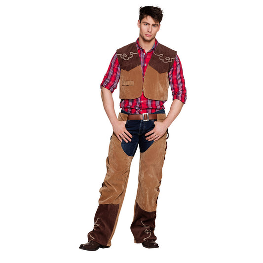 Déguisement Cowboy Western Adulte - Gilet Chaps Chemise Carreaux