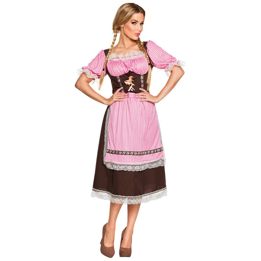 Dirndl Bavarois Rose et Marron - Costume Traditionnel Oktoberfest