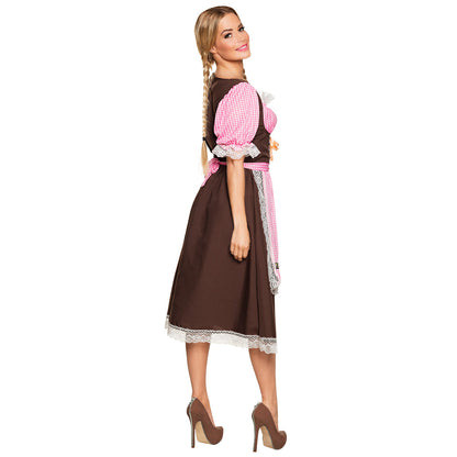 Dirndl Bavarois Rose et Marron - Costume Traditionnel Oktoberfest