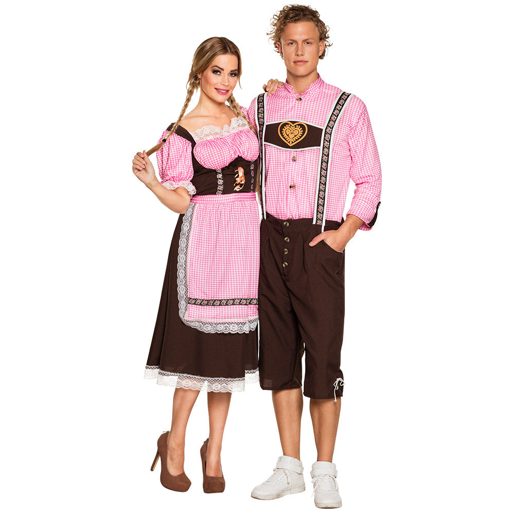 Dirndl Bavarois Rose et Marron - Costume Traditionnel Oktoberfest