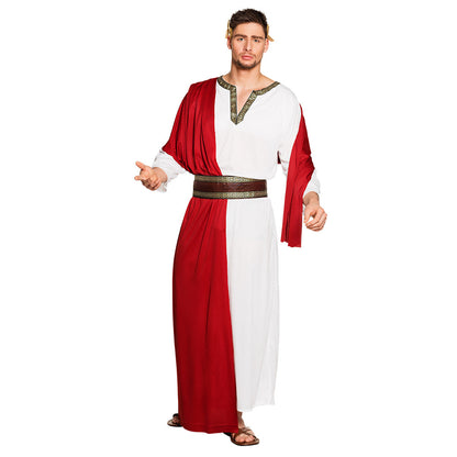 Déguisement Grec Antique Rouge et Blanc - Toge Romaine Adulte