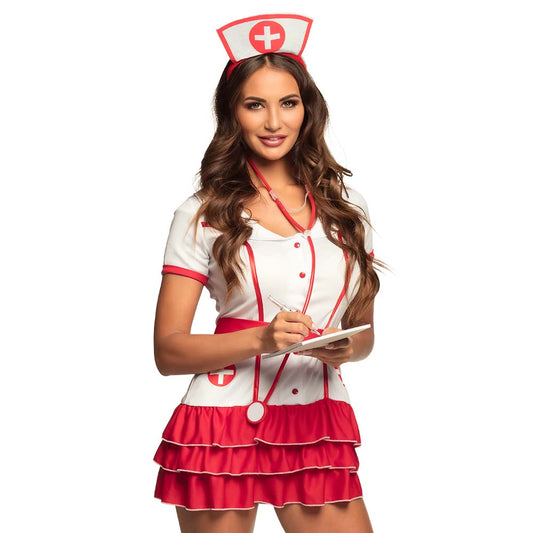 Costume Infirmière Sexy Rouge et Blanc - Déguisement Complet