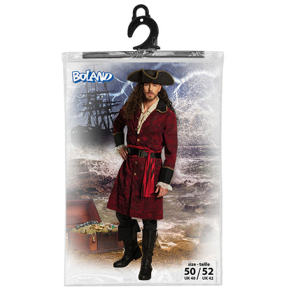 Costume Pirate Capitaine Luxe - Veste Bordeaux Damassé Adulte