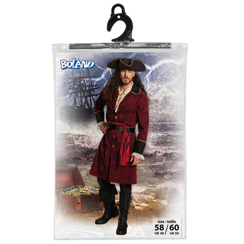 Déguisement Pirate Capitaine Luxe Rouge et Noir Homme